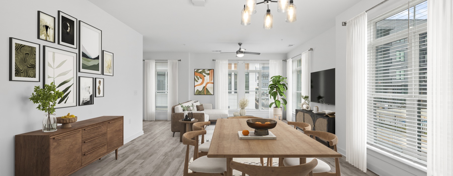 Open concept living space at Bowery West upscale apartments in Charlotte, NC